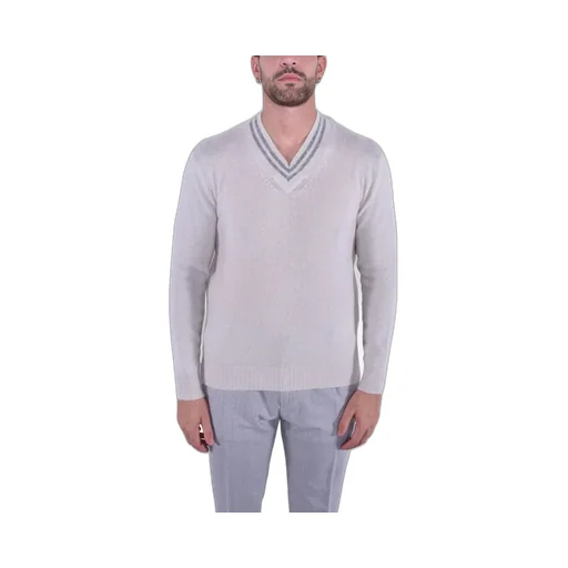Eleventy Embroidered V-Neck Knitted Sweater