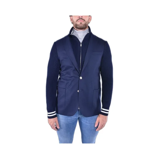 Eleventy Bi Mat Knit-Sleeve Blazer
