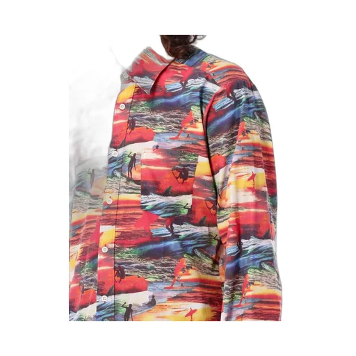 Erl Sunset Printed Curved Hem Shirt