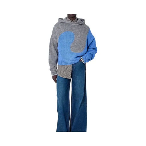 Erl Bicolor Swirl Knit Hoodie Sweater