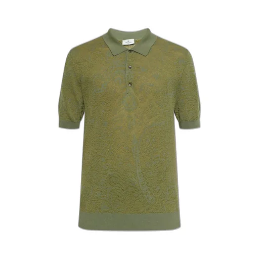 Etro Floral Paisley Motif Knit Polo Shirt