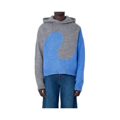 Erl Bicolor Swirl Knit Hoodie Sweater