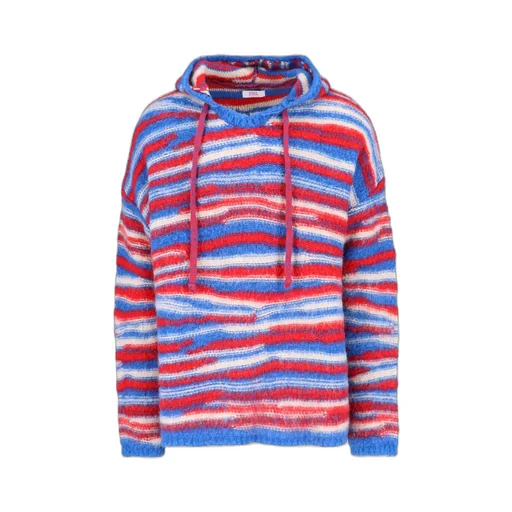 Erl Striped Intarsia-Knit Drawstring Hoodie