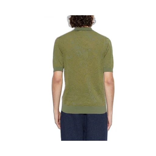 Etro Floral Paisley Motif Knit Polo Shirt