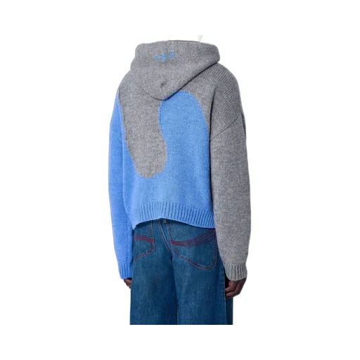 Erl Bicolor Swirl Knit Hoodie Sweater