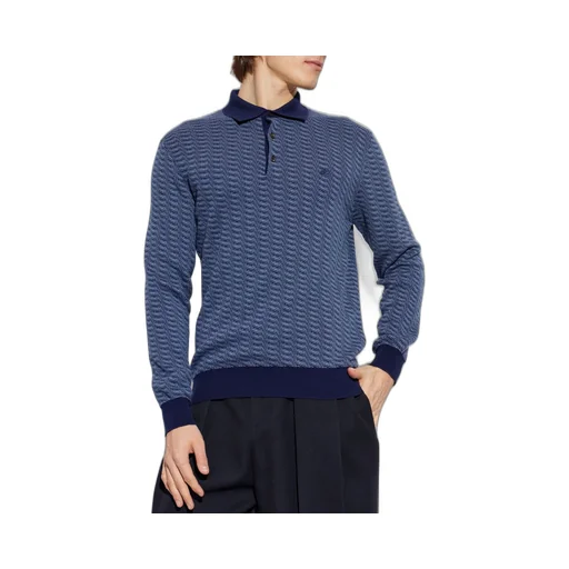 Etro Pegaso Embroidered Knitted Polo Shirt