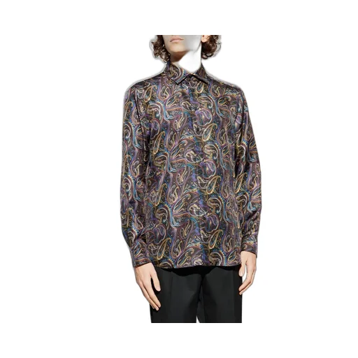 Etro Metallic Paisley Motif Satin Shirt