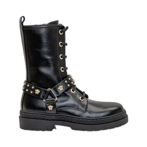 Versace Kids Medusa Round Toe Ankle Boots