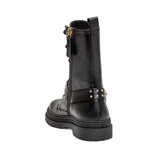Versace Kids Medusa Round Toe Ankle Boots