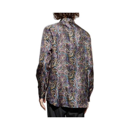 Etro Metallic Paisley Motif Satin Shirt