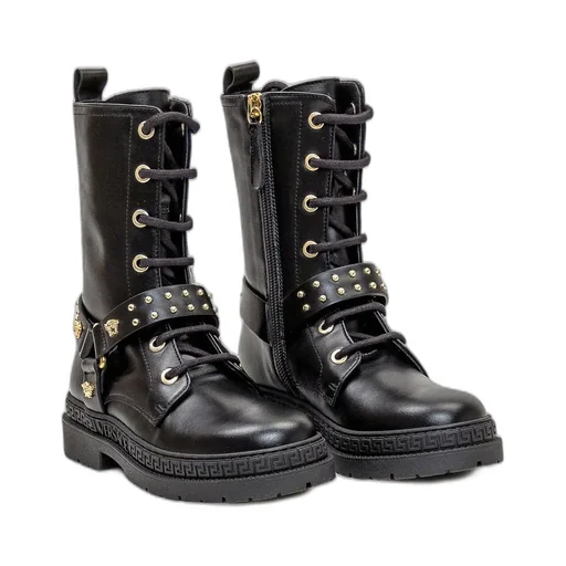 Versace Kids Medusa Round Toe Ankle Boots