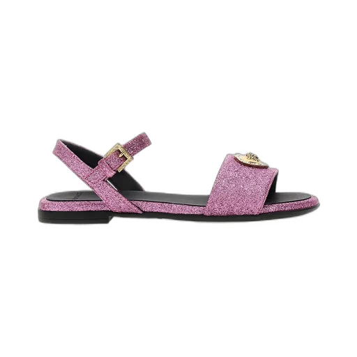 Versace Kids Embellished Heart Plaque Open Toe Sandals