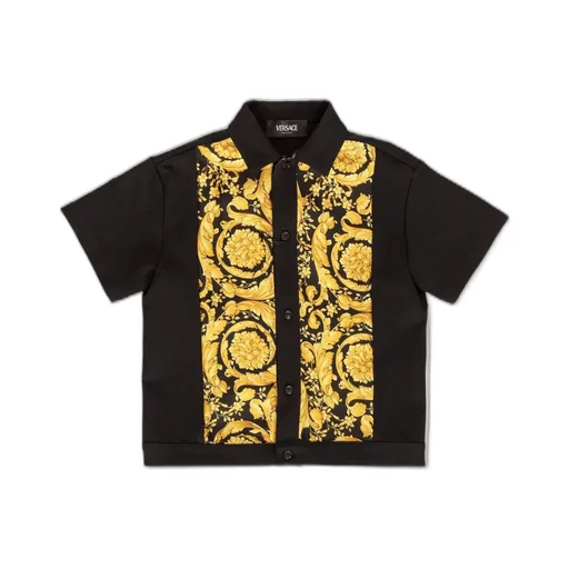 Versace Kids Barocco Printed Straight Hem Shirt