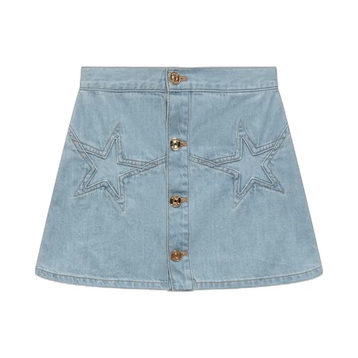Versace Kids Star Detailed Mini Denim Skirt