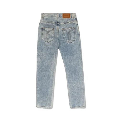 Versace Kids Logo-Patch Straight-Leg Jeans