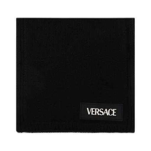 Versace Kids Logo-Patch Finished Edge Knitted Scarf