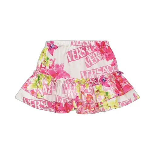 Versace Kids Logo Printed Ruffled Skirt