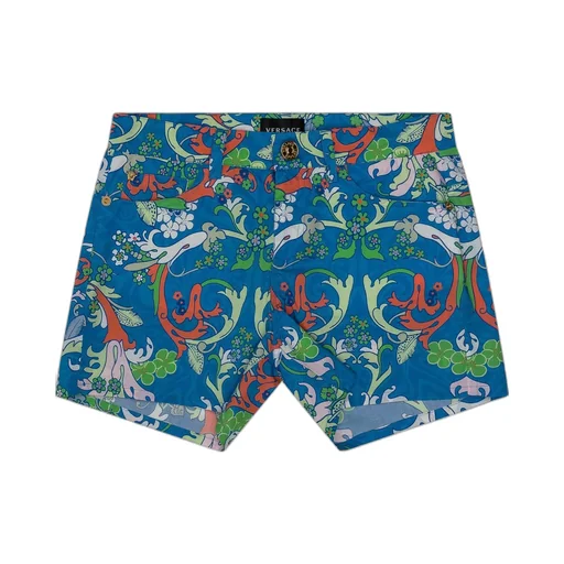 Versace Kids Logo Patch Baroque Patterned Shorts