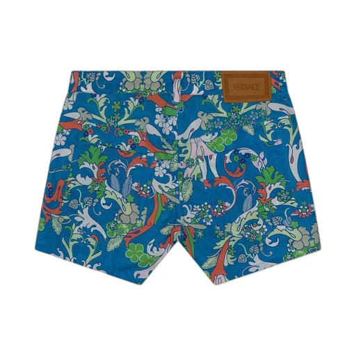 Versace Kids Logo Patch Baroque Patterned Shorts