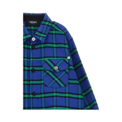 Versace Kids Tartan-Pattern Long Sleeved Shirt