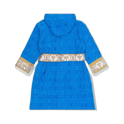 Versace Kids Belted Logo Monogram Hooded Robe