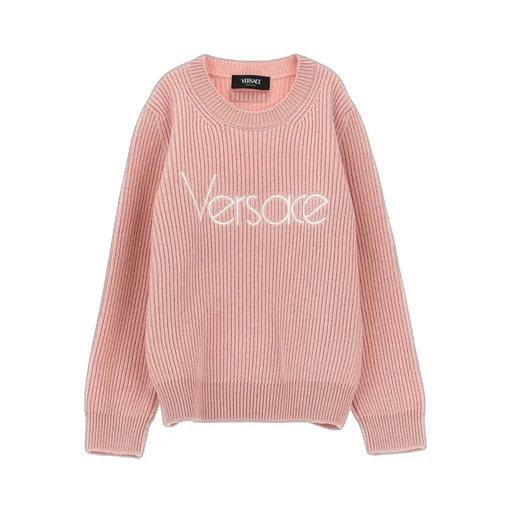 Versace Kids 1978 Logo Embroidered Ribbed-Knit Jumper