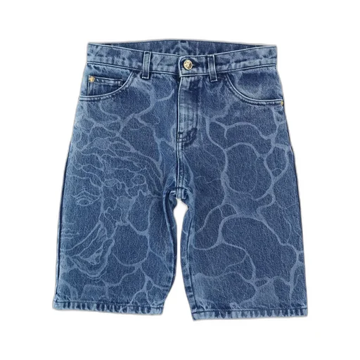 Versace Kids Logo Patch Denim Shorts