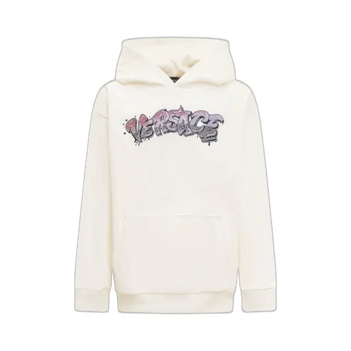 Versace Kids Logo Embellished Long Sleeved Hoodie