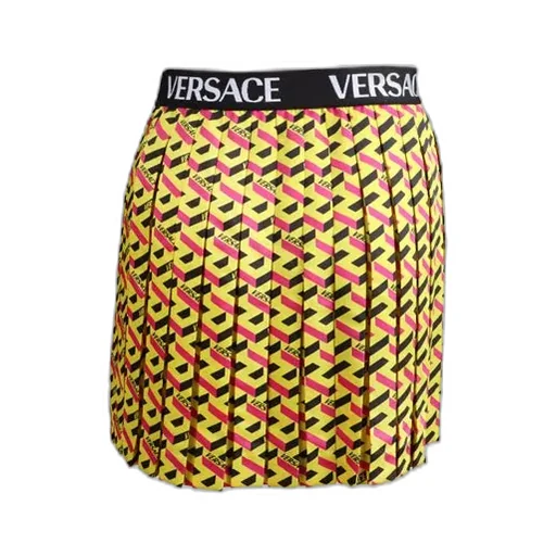 Versace Kids La Greca Printed Logo Waistband Pleated Skirt