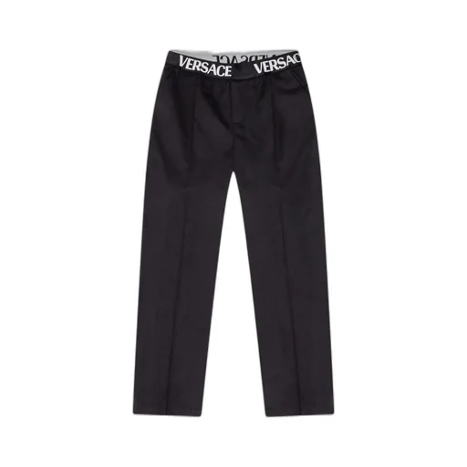 Versace Kids Logo Waistband Straight-Leg Trousers