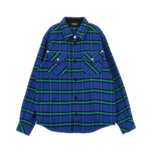 Versace Kids Tartan-Pattern Long Sleeved Shirt