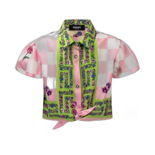 Versace Kids Floral Printed Short-Sleeved Shirt