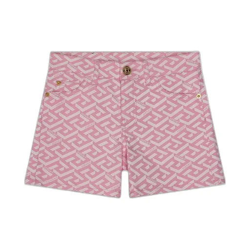 Versace Kids All-Over Printed Logo Patch Shorts
