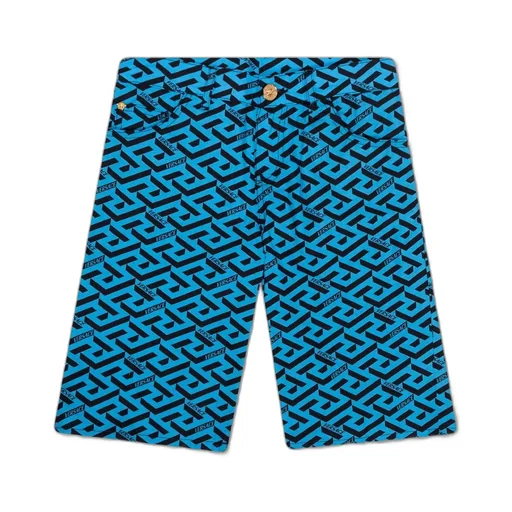 Versace Kids La Greca Logo Patch Shorts