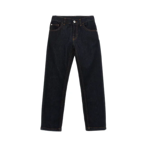 Versace Kids Logo Patch Mid-Rise Straight-Leg Jeans