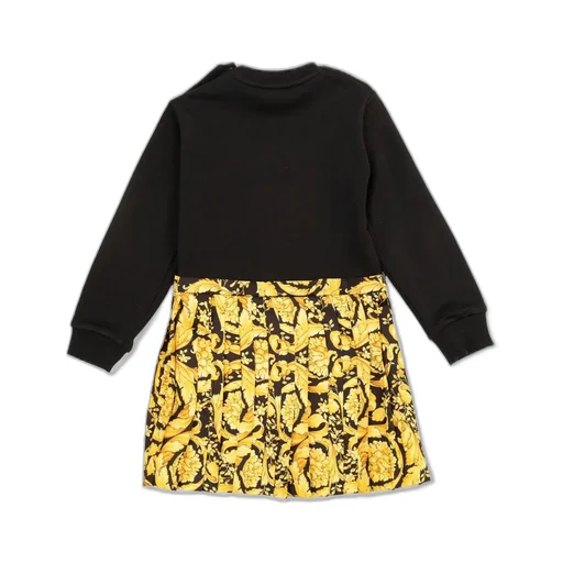 Versace Kids Barocco Printed Crewneck Panelled Dress