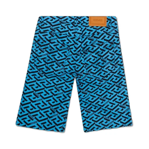 Versace Kids La Greca Logo Patch Shorts