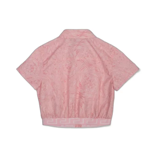 Versace Kids Barocco Short-Sleeved Cropped Shirt