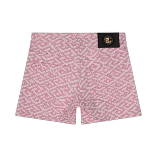 Versace Kids All-Over Printed Logo Patch Shorts