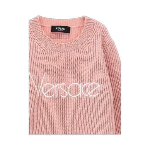 Versace Kids 1978 Logo Embroidered Ribbed-Knit Jumper