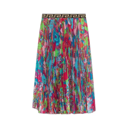 Versace Kids Floral Printed High Waist Skirt