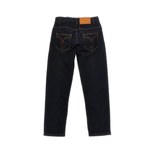 Versace Kids Logo Patch Mid-Rise Straight-Leg Jeans