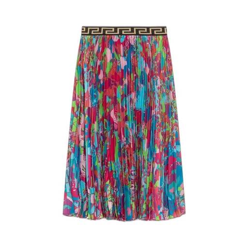 Versace Kids Floral Printed High Waist Skirt