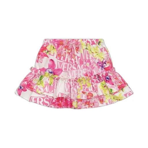 Versace Kids Logo Printed Ruffled Skirt