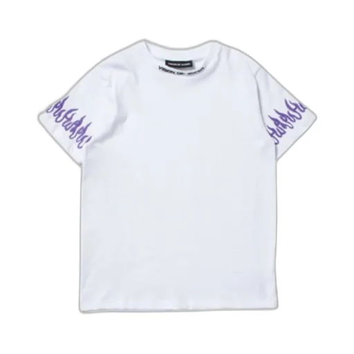 Vision Of Super Kids Flame-Sleeved Crew Neck T-Shirt