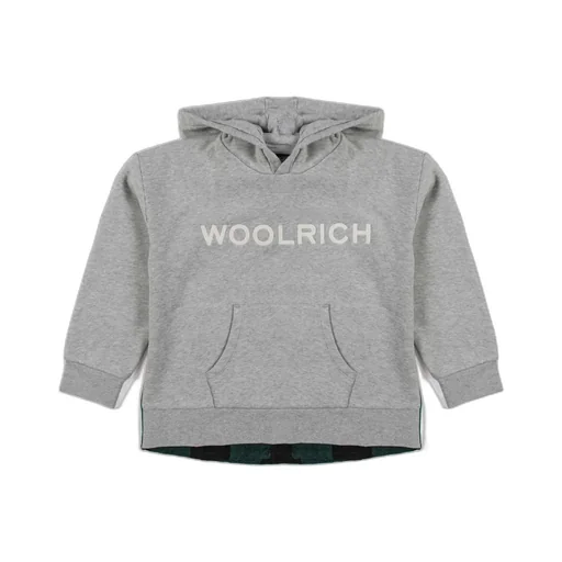 Woolrich Kids Logo Printed Check Pattern Hoodie