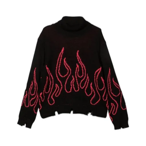 Vision Of Super Kids High Neck Jumper With Flames