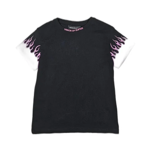 Vision Of Super Kids Flame Printed T-Shirt