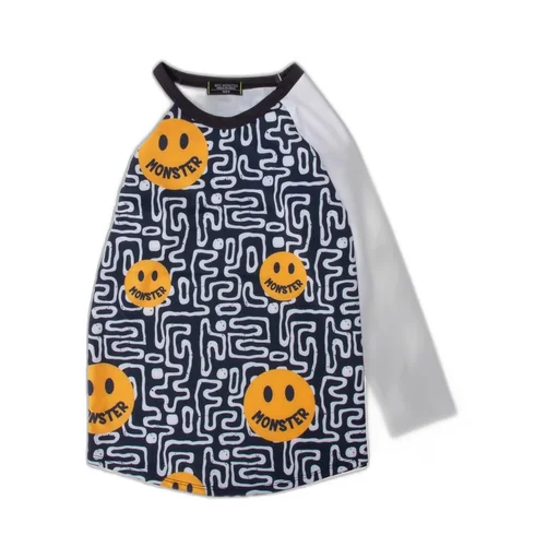 Wee Monster Pattern-Printed Long-Sleeved Swim Top