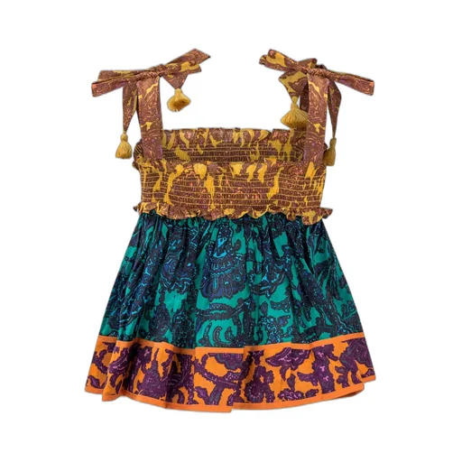 Zimmermann Kids Pleated Contrast-Panel Midi Dress